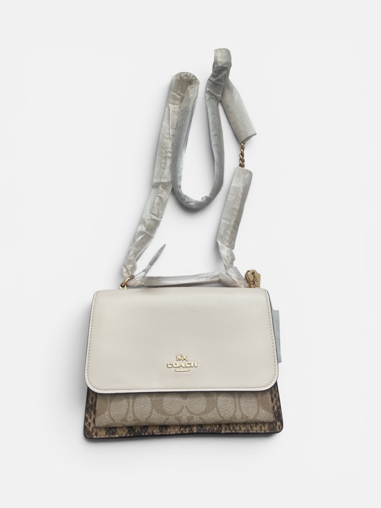 Nwt Coach Klare Crossbody Signature Canvas Exotic Mixed Trim